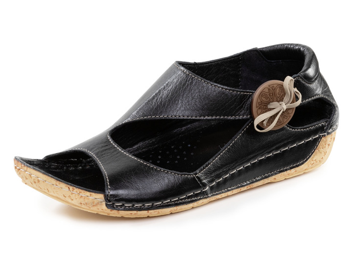 Sandaletten & Pantoletten - Gemini Sandale aus teils schattiertem Rind-Nappaleder, in Größe 036 bis 042, in Farbe COGNAC Ansicht 4