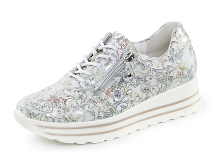 Waldläufer Sneaker aus floral bedrucktem Nubukleder