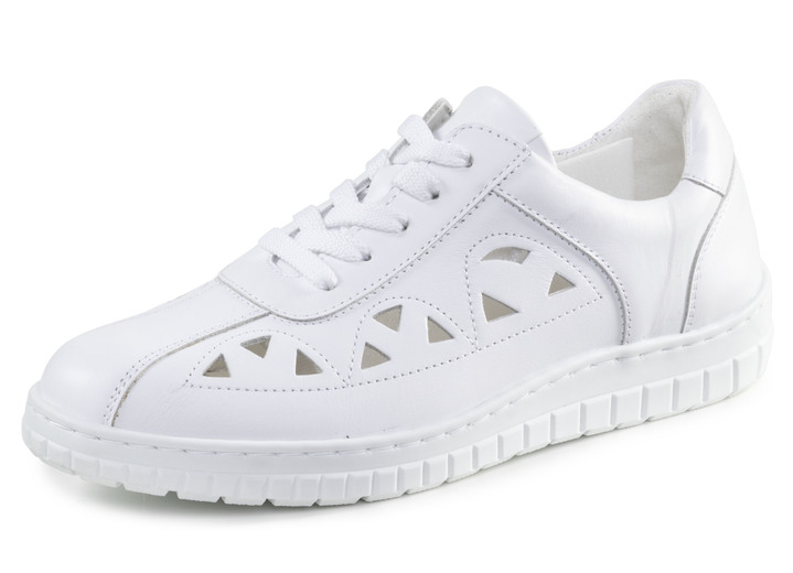 Slipper & Schnürschuhe - ELENA EDEN Sneaker aus Veloursleder, in Größe 036 bis 042, in Farbe LAVENDEL-WEISS Ansicht 4