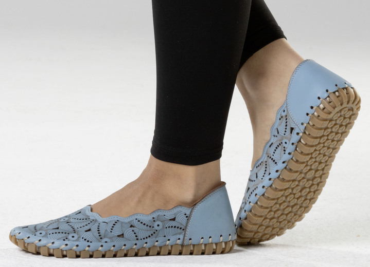 Pumps & Ballerina - ELENA EDEN Ballerina mit interessanter Prägung, in Größe 036 bis 041, in Farbe JEANS Ansicht 4