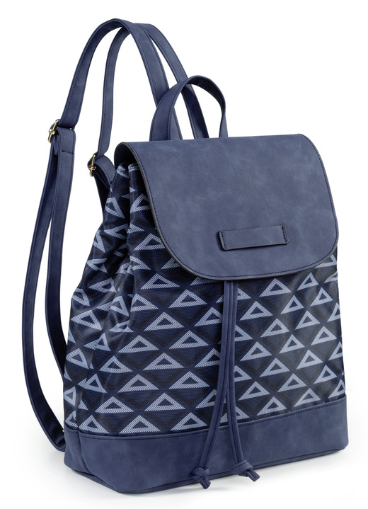 Taschen - Rucksack mit effektvoll dessiniertem Textil, in Farbe DUNKELBLAU Ansicht 1