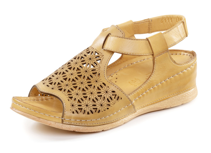 Sandaletten & Pantoletten - Gemini Sandale aus schattiertem Nappaleder mit Prägung, in Größe 036 bis 042, in Farbe BLAU Ansicht 4