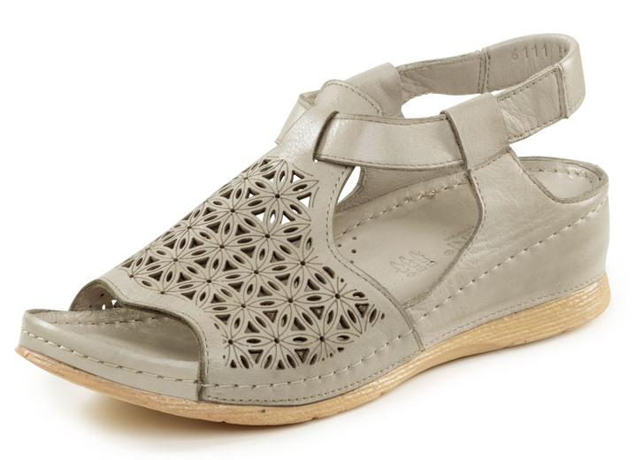 Sandaletten & Pantoletten - Gemini Sandale aus schattiertem Nappaleder mit Prägung, in Größe 036 bis 042, in Farbe GELB Ansicht 4