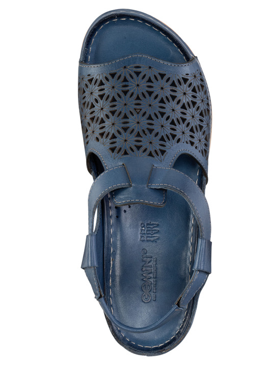 Sandaletten & Pantoletten - Gemini Sandale aus schattiertem Nappaleder mit Prägung, in Größe 036 bis 042, in Farbe BLAU Ansicht 2