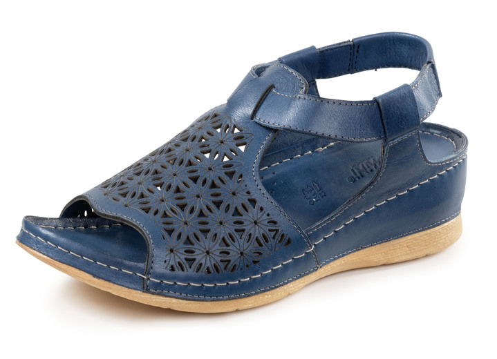 Sandaletten & Pantoletten - Gemini Sandale aus schattiertem Nappaleder mit Prägung, in Größe 036 bis 042, in Farbe GELB Ansicht 7