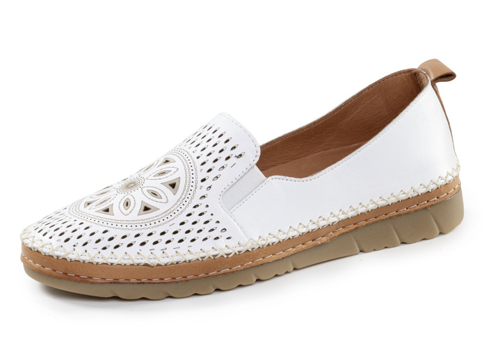 Slipper & Schnürschuhe - Gemini, sommerliche Damen-Slipper, Weite G, mit herausnehmbarem Fußbett, in Größe 036 bis 042, in Farbe WEISS Ansicht 1