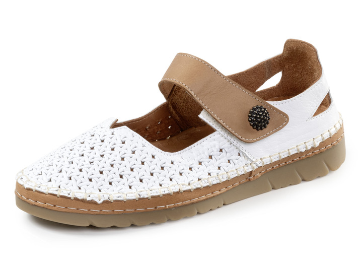 Schuhe - Gemini Slipper aus Nappaleder, in Größe 036 bis 042, in Farbe WEISS-CAMEL Ansicht 1