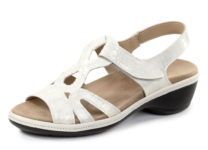Schuhe - ELENA EDEN Sandale aus krokogeprägtem Lackleder, in Größe 036 bis 042, in Farbe ECRU Ansicht 1