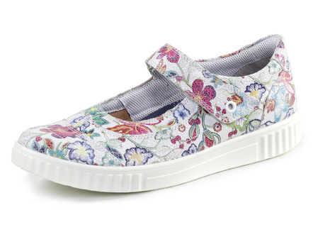 Slipper aus floral bedrucktem Leder