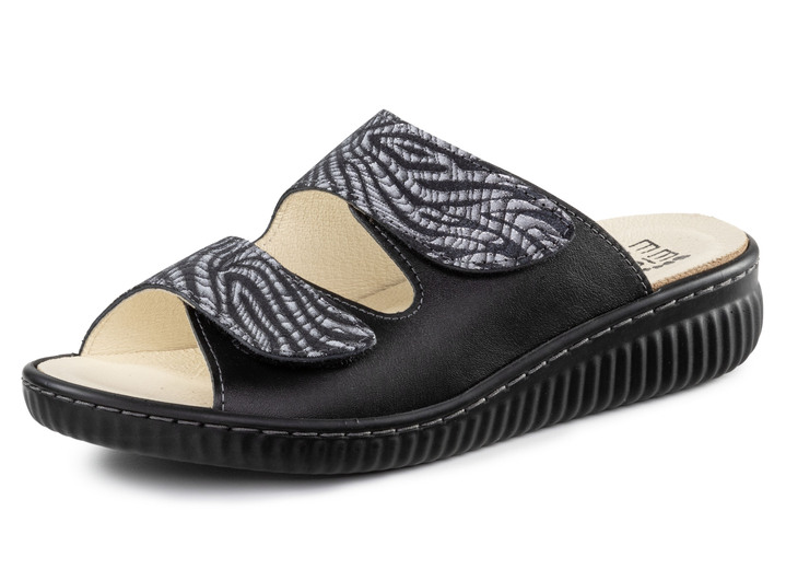 Sandaletten & Pantoletten - ELENA EDEN Pantolette mit teilweise schimmerndem Zebra-Druck Ansicht 4 Sandaletten & Pantoletten - ELENA EDEN Pantolette mit teilweise schimmerndem Zebra-Druck, in Größe 036 bis 042, in Farbe PERLGRAU Ansicht 4