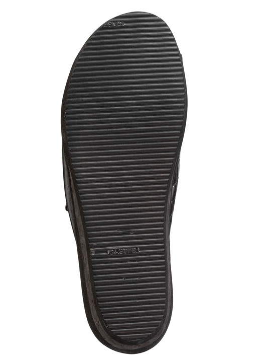 Sandaletten & Pantoletten - Pantolette aus Nappaleder und krokogeprägtem Lackleder, in Größe 036 bis 042, in Farbe SCHWARZ Ansicht 3