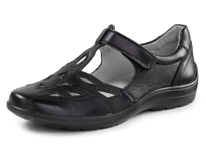 Slipper & Schnürschuhe - ELENA EDEN Slipper aus teilweise schimmerndem Nappaleder, in Größe 036 bis 042, in Farbe SCHWARZ Ansicht 1