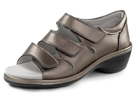 Sandaletten & Pantoletten - ELENA EDEN Sandale aus teilweise schimmerndem Nappaleder, in Größe 036 bis 042, in Farbe SCHWARZ – Farbe BRONZE – Ansicht 