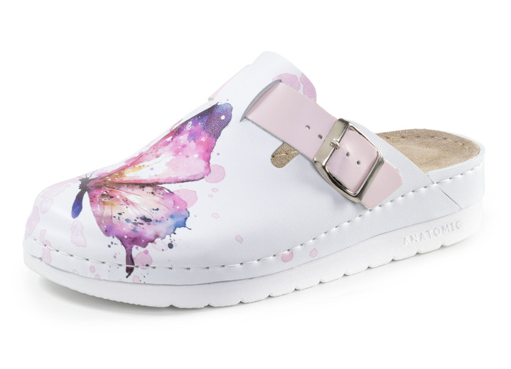 Sandaletten & Pantoletten - ELENA EDEN, klassische Damen-Clogs, Weite, G, mit verstellbarer Schließe, in Größe 036 bis 041, in Farbe WEISS-BUNT Ansicht 1