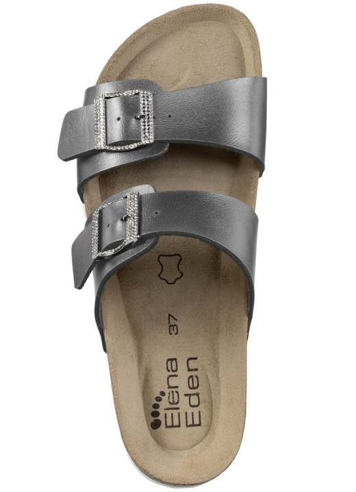 Sandaletten & Pantoletten - ELENA EDEN Pantolette mit Glitzersteinchen verzierten Schließen, in Größe 036 bis 042, in Farbe WEISS Ansicht 5