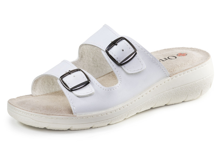 Damenmode - Zweierpack Pantoletten aus Nubuk- und Nappasynthetik, in Größe 036 bis 042, in Farbe 1X SCHWARZ, 1X WEISS Ansicht 4