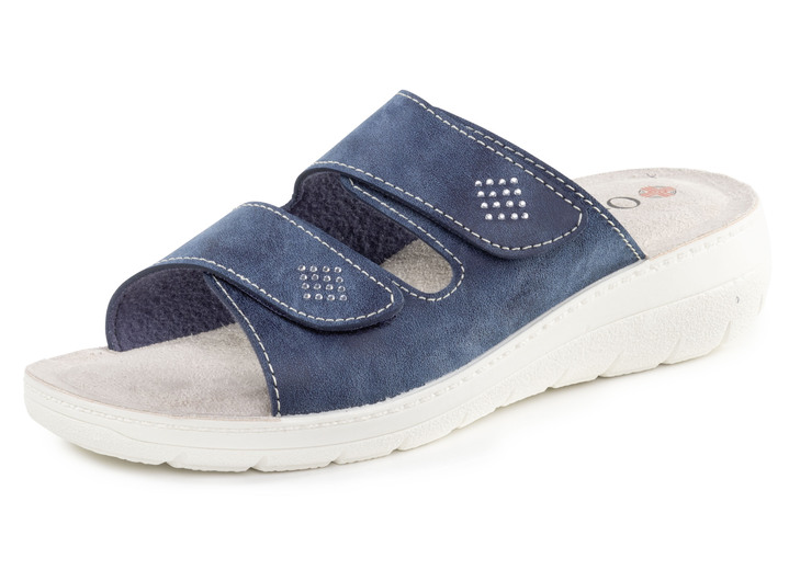 Damenmode - Pantolette mit Glitzersteinchen, in Größe 036 bis 042, in Farbe JEANS Ansicht 1