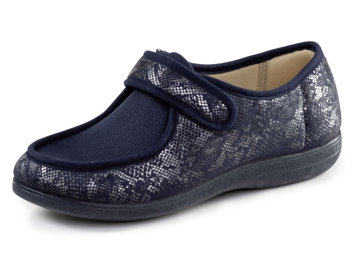 Hausschuhe - ELENA EDEN Hausschuh aus teilweise glänzend bedrucktem Textilmaterial, in Größe 036 bis 042, in Farbe BEIGE Ansicht 4