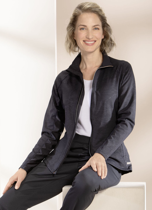 Freizeitanzüge - Sportjacke von „LPO“ Freizeitanzüge - Sportjacke von „LPO“, in Größe 036 bis 046, in Farbe SCHWARZ MIT PRÄGEDRUCK