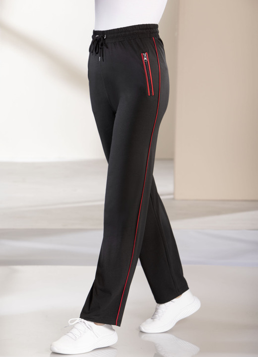Freizeithosen - Freizeithose mit Kontrastpaspel Freizeithosen - Freizeithose mit Kontrastpaspel, in Größe 019 bis 050, in Farbe SCHWARZ
