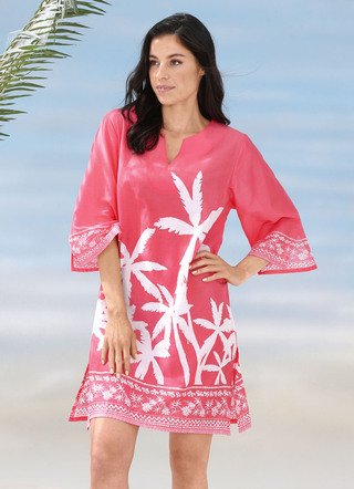 Tunika mit Palmendruck, reine Baumwolle