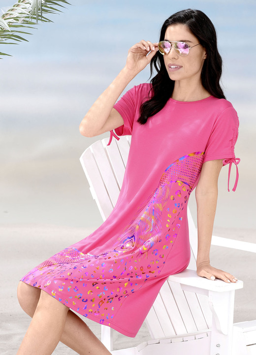 Strandkleider - Laurina Kleid mit schimmerndem Druck Ansicht 2 Strandkleider - Laurina Kleid mit schimmerndem Druck, in Größe 036 bis 054, in Farbe PINK Ansicht 2