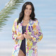 Strandkleider - Longbluse mit langen Ärmeln und Bordürendruck – Farbe MULTICOLOR – Ansicht 1 Strandkleider - Longbluse mit langen Ärmeln und Bordürendruck, in Größe 036 bis 054, in Farbe MULTICOLOR – Farbe MULTICOLOR – Ansicht 1