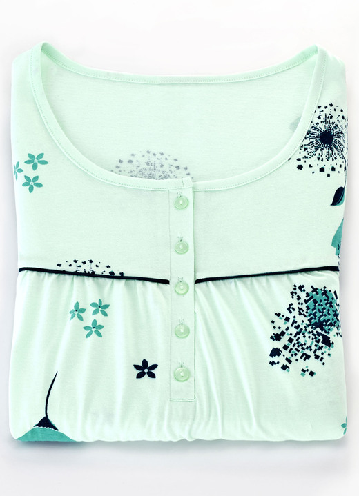 Kurzarm - Zweierpack Nachthemden mit Knopfleiste und breiten Trägern , in Größe 036 bis 056, in Farbe 1X TÜRKIS, 1X APRICOT Ansicht 2