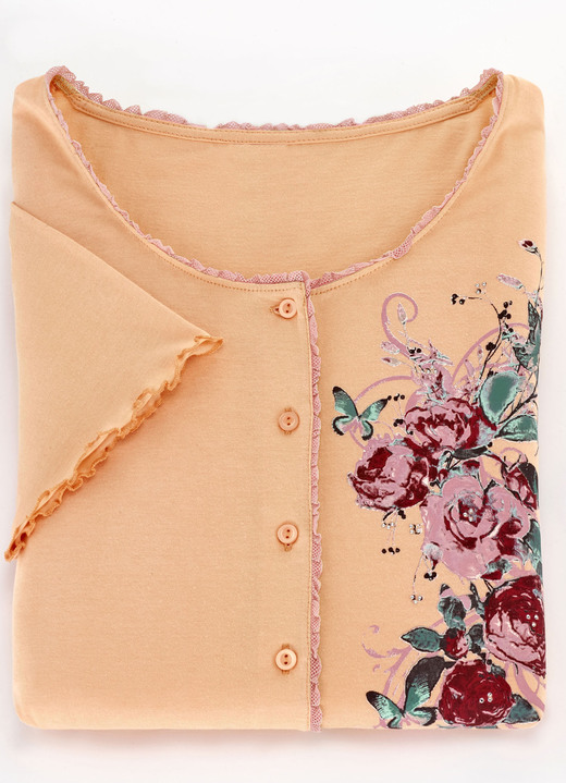 Kurzarm - Zweierpack Nachthemden aus nachhaltigem Baumwollanbau, in Größe 036 bis 060, in Farbe 1X APRICOT, 1X FLIEDER Ansicht 2