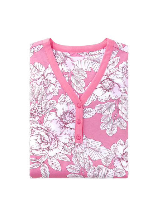 Langarm - Zweierpack Nachthemden, knielang, mit Knopfleiste  Ansicht 2 Langarm - Zweierpack Nachthemden, knielang, mit Knopfleiste , in Größe 036 bis 054, in Farbe 1X MARINE-WEISS, 1X PINK-WEISS Ansicht 2