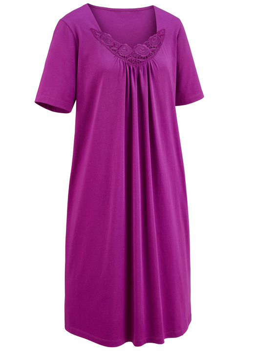 Kurzarm - Nachthemd, wadenlang mit hübscher Stickereispitze  Ansicht 4 Kurzarm - Nachthemd, wadenlang mit hübscher Stickereispitze , in Größe 038 bis 058, in Farbe PETROL Ansicht 4