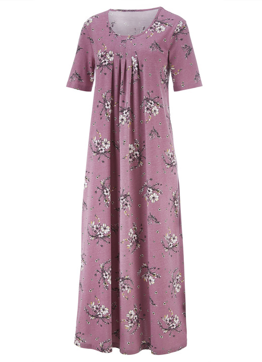 Kurzarm - Nachthemd, knöchellang mit kurzen Ärmeln, in Größe 038 bis 058, in Farbe MAUVE-BUNT Ansicht 3