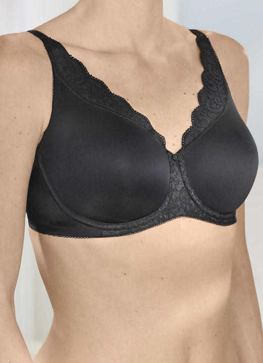 Bügel-BH - Triumph Amourette Minimzer-Bügel-BH mit Elastikspitze, in Größe 075 bis 095, in Cup C, in Farbe SCHWARZ Ansicht 3