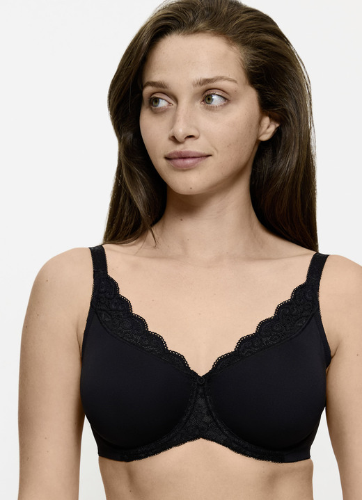 Damenmode - Triumph Amourette Minimzer-Bügel-BH mit Elastikspitze, in Größe 075 bis 095, in Cup C, in Farbe SCHWARZ Ansicht 1