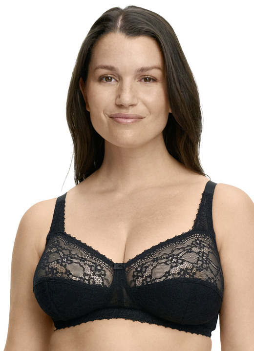 Soft-BH - Susa BH mit hübscher Elastikspitze, in Größe 075 bis 095, in Cup B, in Farbe SCHWARZ Ansicht 1