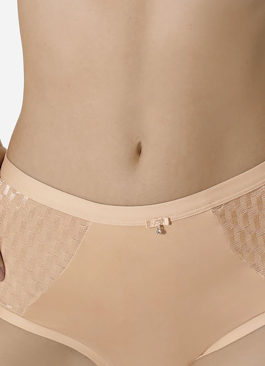 Slips - Sassa Zweierpack Slips mit jacquarddessinierten Tülleinsätzen, in Größe 038 bis 048, in Farbe PUDER Ansicht 3