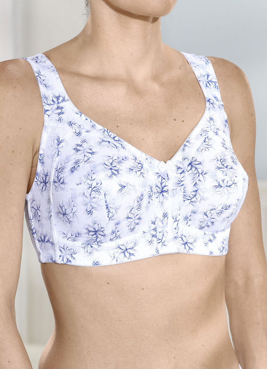 Soft-BH - Susa BH mit verstärktem Rückteil, in Größe 080 bis 120, in Cup B, in Farbe WEISS-BLAU Ansicht 2