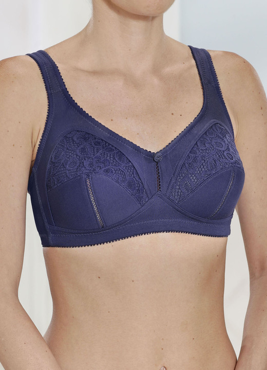 Soft-BH - Zweierpack BH mit Spitzeneinsätzen, in Größe 080 bis 110, in Cup B, in Farbe 1X MARINE, 1X WEISS Ansicht 1