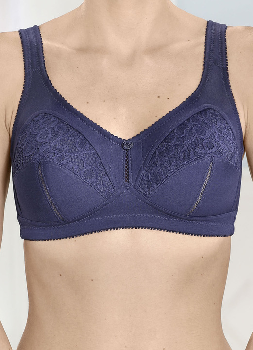 Soft-BH - Zweierpack BH mit Spitzeneinsätzen, in Größe 080 bis 110, in Cup B, in Farbe 1X MARINE, 1X WEISS Ansicht 3
