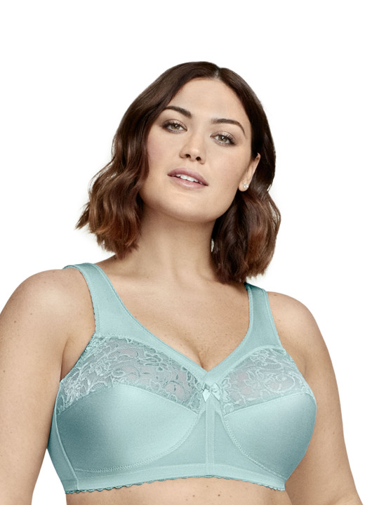 Soft-BH - Glamorise Stütz-BH mit Spitze, in Größe 080 bis 130, in Cup F, in Farbe RAUCHBLAU Ansicht 16