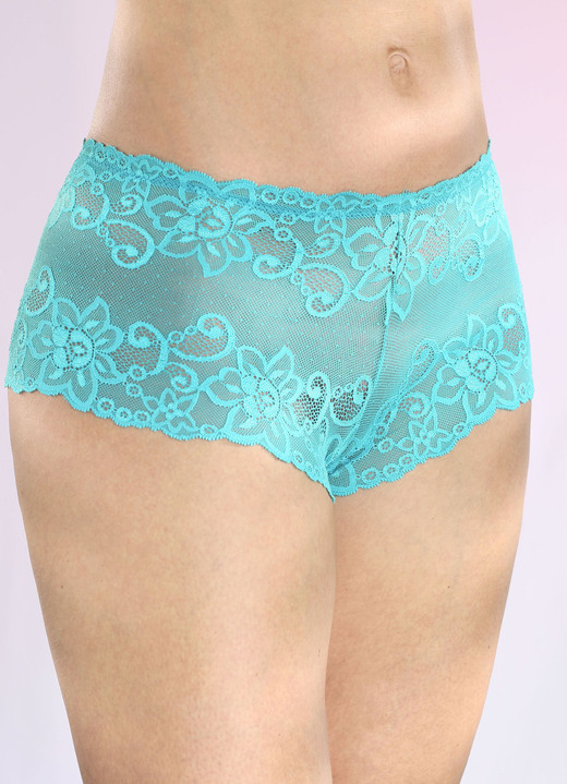 Slips - Dreierpack Pants aus Elastikspitze, in Größe 036 bis 050, in Farbe TÜRKIS Ansicht 2