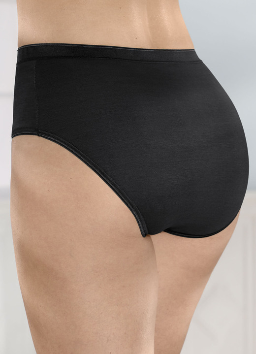 Slips - Fünferpack Slips mit elastischen Abschlüssen Ansicht 4 Slips - Fünferpack Slips mit elastischen Abschlüssen, in Größe 038 bis 052, in Farbe 3X GRÜN, 2X SCHWARZ Ansicht 4