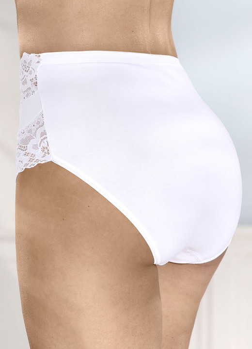 Slips - Laurina Viererpack Slips mit hübscher Elastikspitze, in Größe 036 bis 050, in Farbe WEISS Ansicht 2
