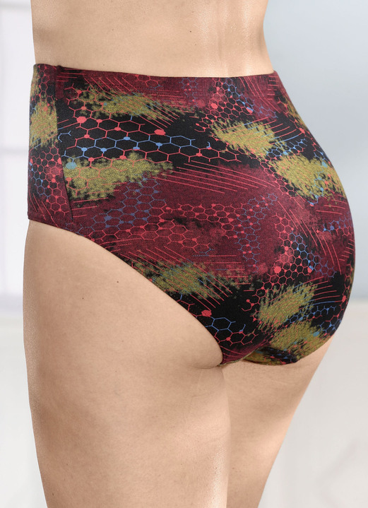 Slips - Viererpack Slips mit buntem Druckdessin, in Größe 038 bis 056, in Farbe SCHWARZ-BORDEAUX-BUNT Ansicht 1