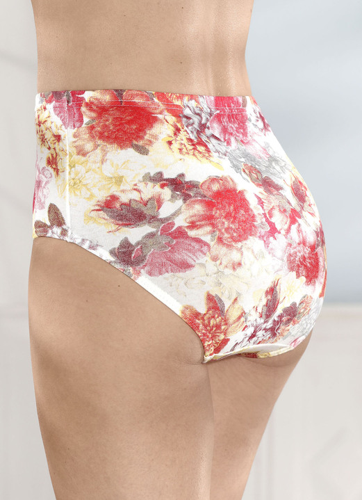 Slips - Viererpack Slips mit hübschem Floraldessin Ansicht 2 Slips - Viererpack Slips mit hübschem Floraldessin, in Größe 038 bis 056, in Farbe ECRU-ROT-BUNT Ansicht 2