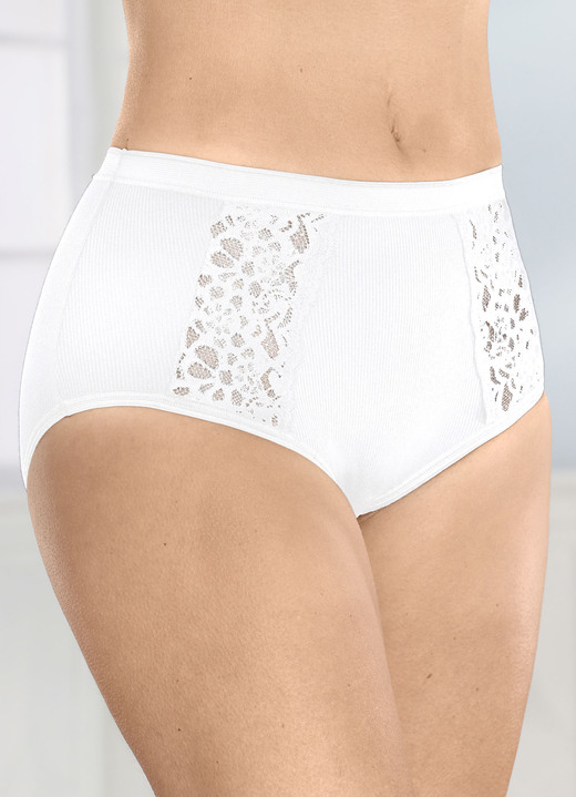 Slips - Viererpack Slips mit Spitzeneinsätzen Ansicht 3 Slips - Viererpack Slips mit Spitzeneinsätzen, in Größe 038 bis 052, in Farbe 2X SCHWARZ, 2X WEISS Ansicht 3