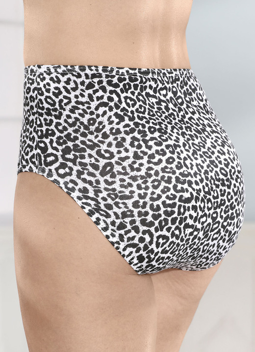 Slips - Sechserpack Slips mit Gummizug im Bund Ansicht 2 Slips - Sechserpack Slips mit Gummizug im Bund, in Größe 038 bis 056, in Farbe 2X WEISS-SCHWARZ BEDRUCKT, 2X WEISS MIT MOTIV, 2X SCHWARZ MIT MOTIV Ansicht 2