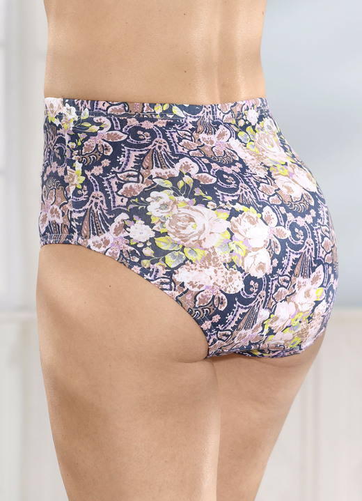 Slips - Fünferpack Slips mit buntem Druckdessin, in Größe 038 bis 056, in Farbe JEANSBLAU-ROSÉ-BUNT Ansicht 2