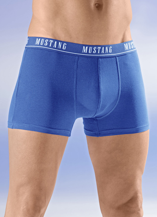 Pants & Boxershorts - Mustang Dreierpack Pants mit Elastikbund, in Größe 004 bis 008, in Farbe 1X NAVY, 1X BLAU, 1X TÜRKIS Ansicht 2