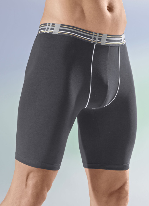 Pants & Boxershorts - Viererpack Longpants mit Elastikbund, in Größe 005 bis 011, in Farbe 2X SCHWARZ, 2X GRAU Ansicht 2